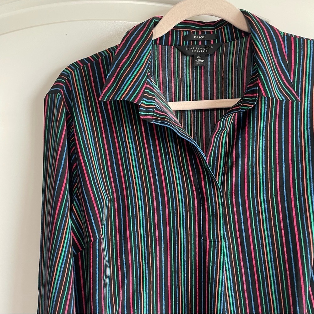 Paige Investments Striped Collared Shirt Petite Large - Picture 3 of 8
